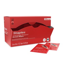 Staples TECH Individually Wrapped Screen Wipes, 200/Pack (ST63058)
