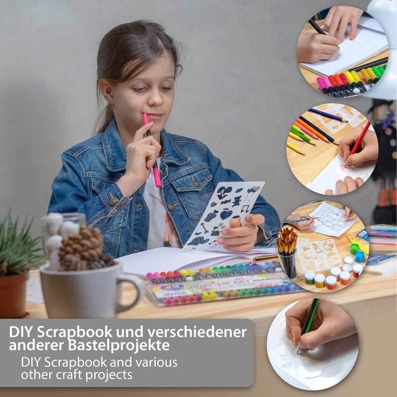 Tritart Stencil Set, 28 Plastic Stencils, Drawing Stencils, Pattern for