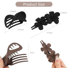 8 Pack Flat Hair Clips, 2 Styles Lay Flat Claw Clips & Flower Hair Clips, Matte Hair Claws for Women, Thin or Thick Hair, Non-Slip Grip