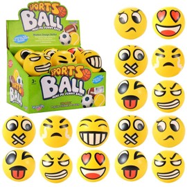 24 Pack - Mini Soft Foam Squeeze Balls, 2.5" Toy Stress Relief Bulk Educational Novelties for Kids, School, Classroom, Party Favors, Rewards (Yellow Emoji (3.0"))