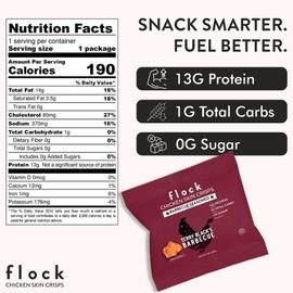 Flock Keto Chicken Skin Chips | Terry Black's BBQ Flavor | Low Carb, High Protein, Gluten-Free Chicken Crisps, Keto Snack, Low Carb Chips, Protein Crackers, Diet Snacks, 8-Pack (1oz)