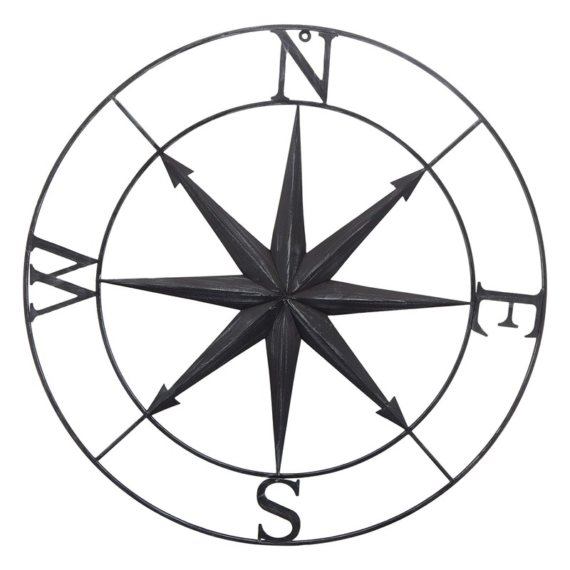 Bellaa 27451 North Star Metal Wall Decor Nautical Compass Coastal