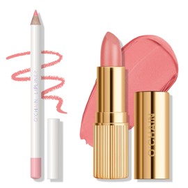 KYDA Lipstick and Lip Liner Set, Includes Velvet Lipstick + Matte Liner Pencil, Smooth Creamy Matte Lips Color, Lips Makeup Gift Kit for Old Women and Girls, Lipliner Combo, 08