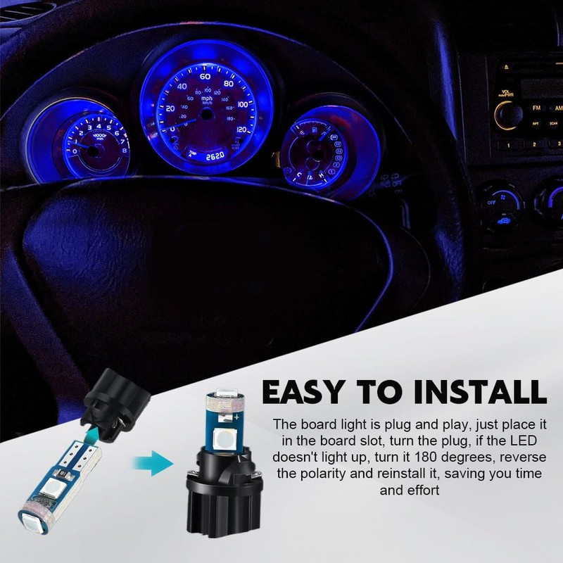 Lyxheth 20PCS 74 LED Bulb Dash Lights Super Bright, T5