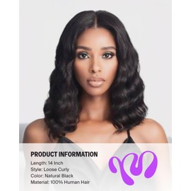 Megalook hair 6x5 Bob Wig Human Hair Upgraded Wear and Go Glueless Wigs Loose Curly Bob Wig Pre Cut Lace Closure Wig Pre Plucked Bleached Tiny Knots Bob Wig 14 Inch