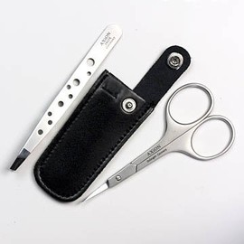 Germany, Solingen Axion akusionguru-mingu Pcs/set Concord Brow Scissors + Precision Tweezing in Genuine Leather Case # slg008029fba