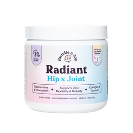 Bundle x Joy Radiant Hip and Joint Support Supplement for Dogs, 90 Soft Chews, Glucosamine Chondroitin for Dogs with Collagen, Turmeric, MSM, Colostrum, Helps Support Mobility and Flexibility