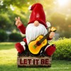 OrnamentallyYou Hippy Gnome with Guitar Garden Statue, Unique Flowers and