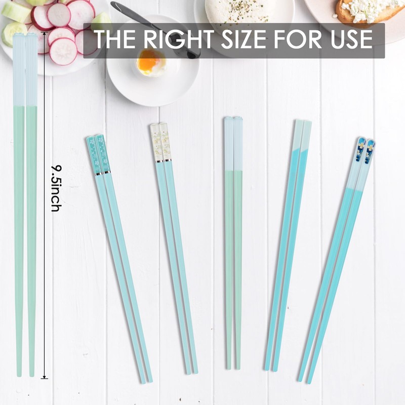 Chopsticks Reusable Dishwasher Safe, GLAMFIELDS 5 Pairs 9.5 Inches Premium