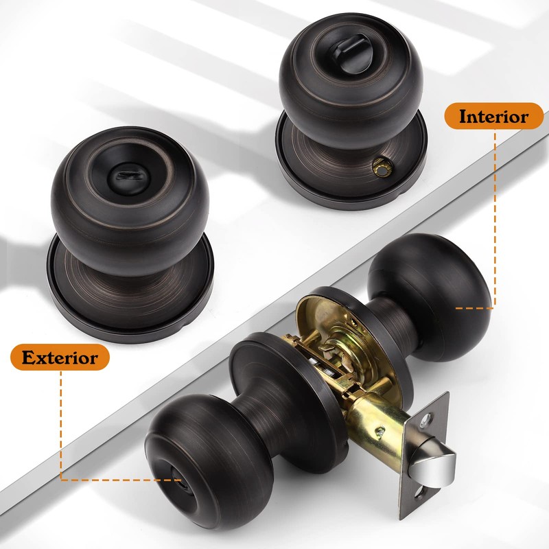 Probrico Privacy Door Knobs Door Handles, Interior Door Knobs Keyless