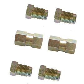 2 x 2 Way Female Brake Pipe Connector + 4 x Male Nuts for 3/16" Pipe 10MM x 1MM