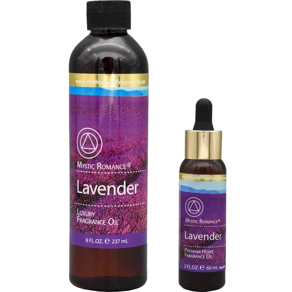 Lavender 8oz and 2oz Fragrance Oil Set (Two Bottles, one with Dropper)