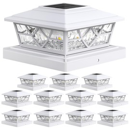 APONUO Solar Post Cap Lights 12 Pack for 4x4 5x5 6x6 Wood Vinyl Fences - Post Lights Solar Powered, IP64 Waterproof, Auto On/Off, for Deck Patio Yard (Warm & Cool White)