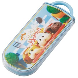 Skater TACC2AG-A Children's Antibacterial Slide Trio Set, Bento Box, Chopsticks, Spoon, Fork, PUIPUI Molker, Girls, Made in Japan