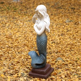 GENUINQ Mermaid Statue Large Size 37 Inch Magnesium Oxide Sculpture Indoor Outdoor Garden Patio Yard Lawn Porch Decor