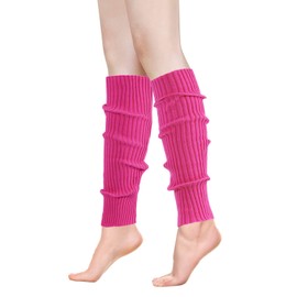 ONUPGO Leg Warmers for Women 80s Party Accessories 80s Neon Knit Ribbed Leg Warmers Girls Junior Winter Leg Warmers Socks, pink