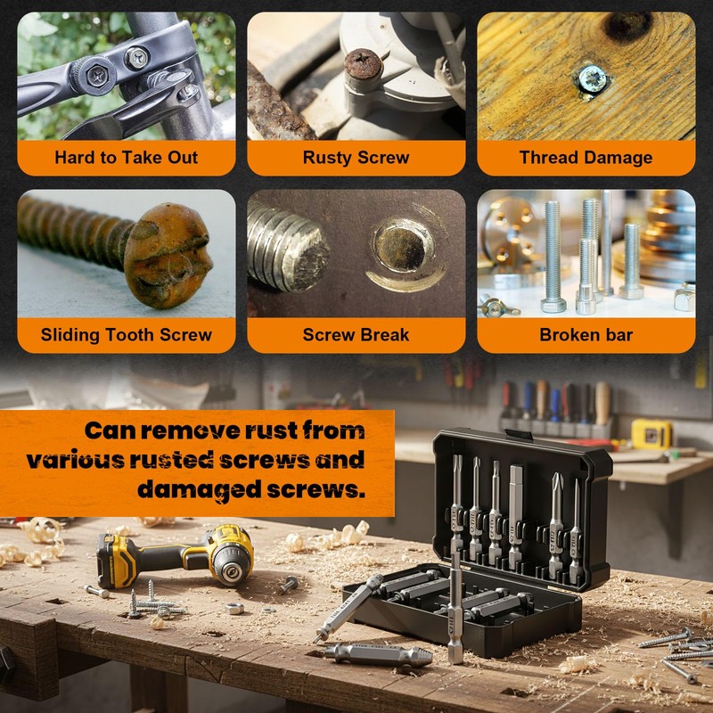 Damaged Screw Extractor Set,13 Pcs Bolt Extractor Set, Stripped Screws