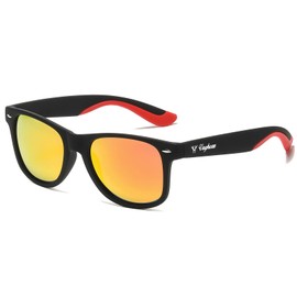 VAGHOZZ Polarized Classic Sunglasses for Men Women UV Protection Eyewear Shades Driving Fishing Running Outdoor (Black/Red Frame+Orange Lens)