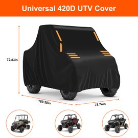 citythere UTV Cover 420D Heavy Duty Quad 4 Wheeler Anti-UV Outdoor Storage Water-Resident for Defender MAX/Commander Max/RZR PRO XP 4 4-6 Seater with Reflective Strips XL