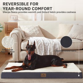 Bedfolks Orthopedic Dog Bed for Jumbo Dogs - Egg Foam Dog Crate Bed with Removable Waterproof Cover, Pet Bed Mat Suitable for Dogs and Pets Up to 120 lbs (48 x 30 x 3.5 inches, Grey)