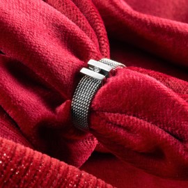 meditoys Stainless Steel Ring for Women Stainless Steel Mesh Ring with Crystal Stone Width 5 mm, Stainless Steel