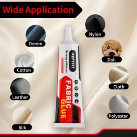 Fabric Glue, Permanent, Clear, 60 ML Washable Adhesive for Clothing, Patches, Leather, Cotton, Denim, Polyester, Flannel, and All Fabrics,Super Fabric Glue