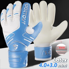 Fingersave Goalkeeper Gloves for Children, Teenagers & Adults, Non-Slip with Strong Protection for Fingers, Black, blue, 8