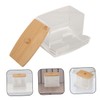 Baluue Cotton Swab Holder Bamboo Lid Multi-purpose Makeup Organizer for