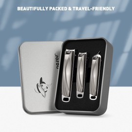 BEZOX Set of 3 Nail Clippers (Straight/Curved/Bevelled Blade) Made of Stainless Steel for Thick Nails, Nail Trimmers, Nail Scissors, Sharp & Smooth Cut, Suitable for Toenails and Fingernails