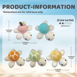 YAMAXIN Amigurumi Turtle Crochet Kit for Beginners – DIY Yarn Animal Craft Set with Tools, Instructions & Colorful Yarn – Easy Plush Toy Making Gift for Adults & Kids