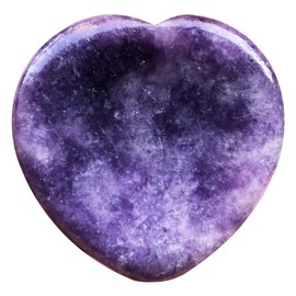 Fekuar Natural Purple Strengite Thumb Worry Stone, Hand Carved Healing Crystal Heart Shaped Stone for Anxiety Stress Relief Meditation