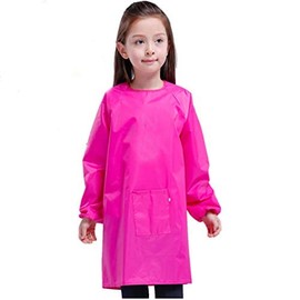 VIFINE Kids Waterproof Artist Painting Apron, Children's Art Smock, Long Sleeve Children Apron, Rose Red, XXL for Height 110-130cm(Age 5-7 years)