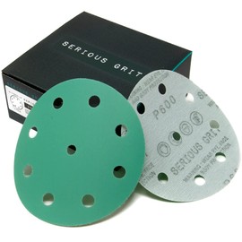 Serious Grit - 5-Inch 9-Hole 600 Grit Sanding Discs - Heavy-Duty Hook & Loop Film Discs - Sandpaper for Random Orbital Sanders - 50 Pack Box