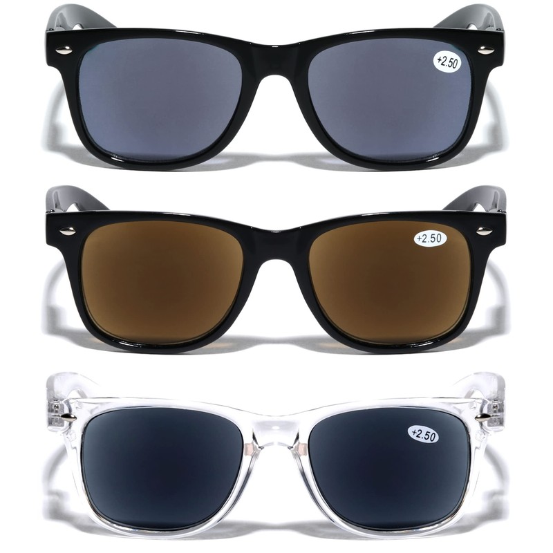 V.W.E. 3 Pairs Classic 80's Reading Sunglasses - Tinted Reader