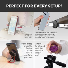 IMStick Pro Foldable Magnetic Grip with Adjustable Wires Perfect for car dashboards Home desks Bed Hand Compatible with Most MagSafe Smartphones