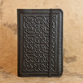 Oberon Design Bold Celtic Pocket Notebook Cover, Fits Many 5.5 x 3.5 Inch Notebooks, Embossed Genuine Leather, Black, Made in The USA