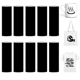 Schwarz Infusible Transfer Ink Sheets 10 Stück Infusible Ink Folie 11.5x30.5cm Infarbiges Transferpapier Unlöslich Sublimationstintenblatt für Wärmepressmaschine für DIY T-Shirt Tasse Untersetzer