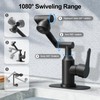 Black Bathroom Faucet, FunnyAir Modern Style 1080° Rotatable Stainless Steel