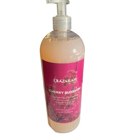 OLAZARAH Skin Aglow Cherry Blossom Pampering Shower & Bath Gel w/Cherry Oil Extract for a Refreshing Softness, Grease-Free Silky Smoothness, (with pump), 33 fl. oz