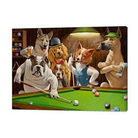 Dogs Playing Pool Metal Tin Signs Wall Art Plaque Garden House Signs 8"X 12"