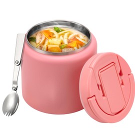 Itslife Thermal Food Container, 760 ml, Stainless Steel Warming Container Food with Spoon, Thermal Lunch Box, Leak-Proof for Hot and Cold, Food Container for Picnics, Schools and Offices, Pink