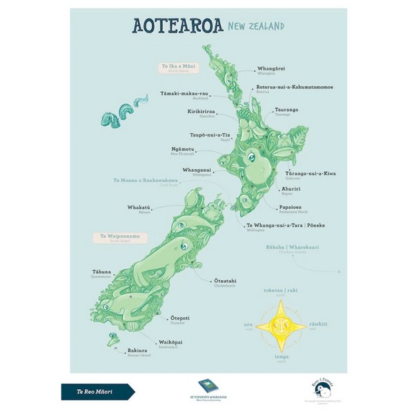 Illustrated Publishing Te Reo Māori - New Zealand A3 Wall Poster
