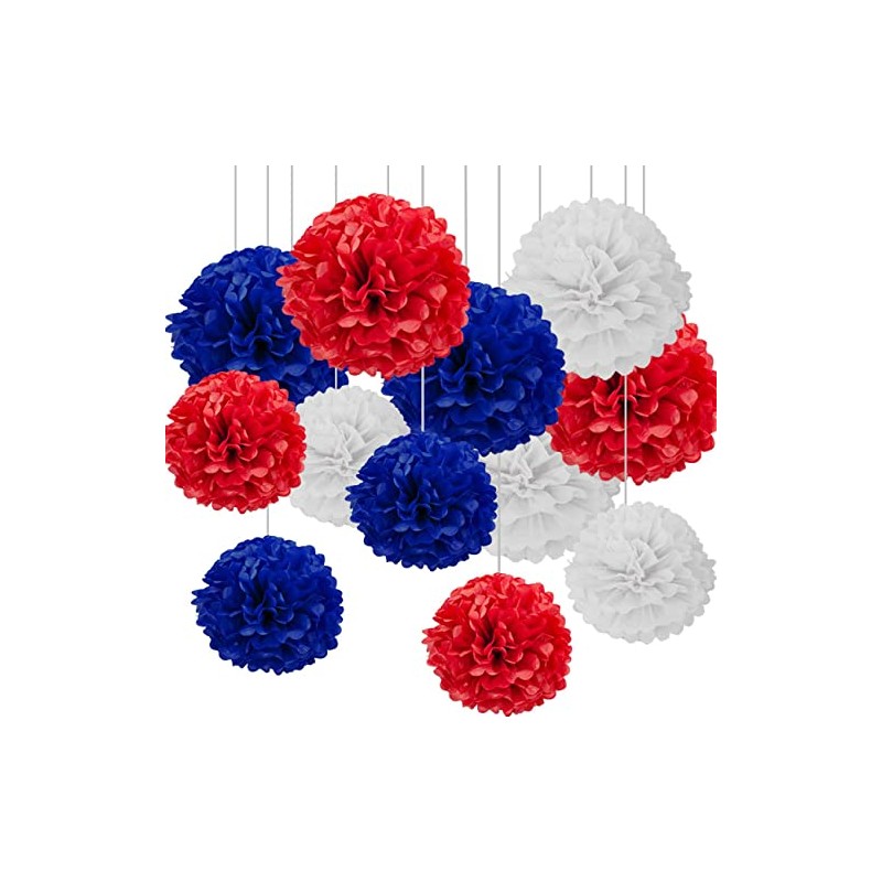 CC wonderland zone 12pcs Tissue Paper Pompoms,Hanging White Paper Pom