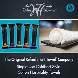 WT WHITE TOWEL SERVICES 9"x 9"inch Moist Cotton Towel Individually Wrapped - Unscented (Case of 50) Fragrance-Free