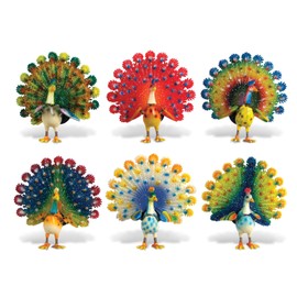 CoTa Global Peacock Refrigerator Bobble Magnets Set of 6 - Assorted Color Fun Cute Wild Life Animal Bird Bobble Head Magnets For Kitchen Fridge, Home Decor, Cool Office and Decorative Novelty - 6 Pack