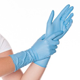 FRANZ MENSCH Safe Long Nitrile Gloves Blue M 30 cm Powder-Free