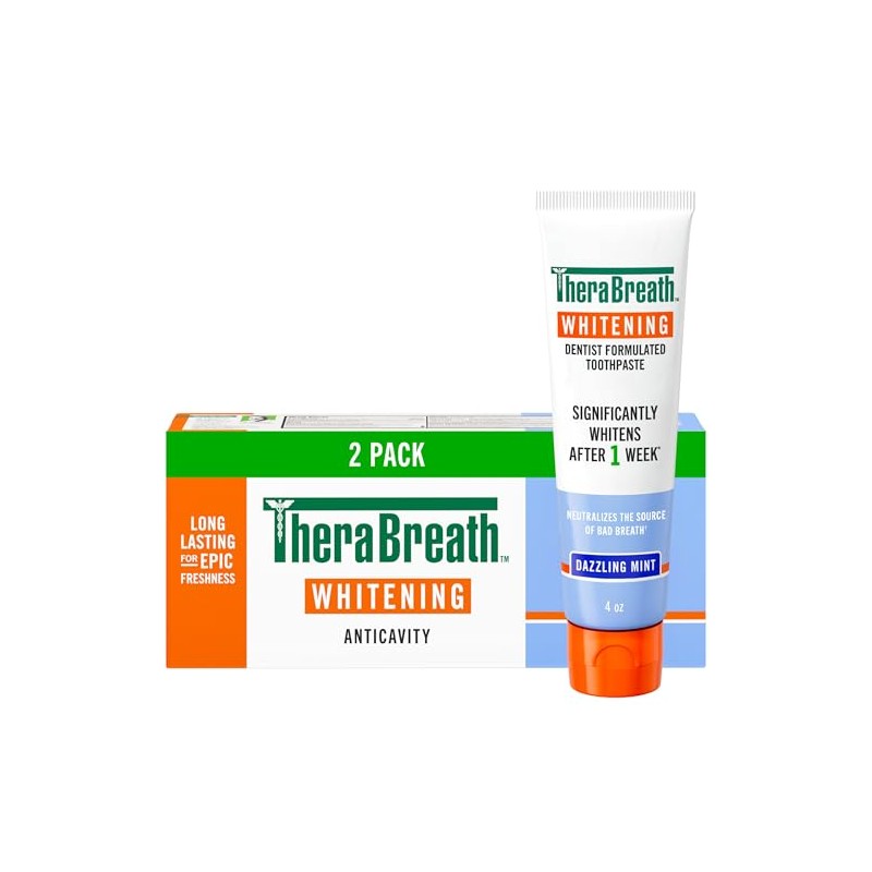 TheraBreath Whitening Toothpaste, Gentle Peroxide-Free Teeth Whitening in 1 Week