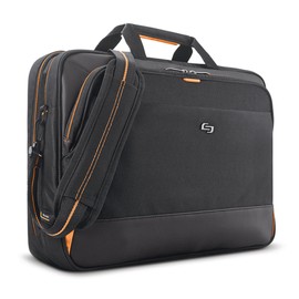 Solo New York Briefcase - Laptop Carrying Bag for Women & Men, Brief for Travel & Work, Internal Tablet Pocket, Adjustable Shoulder Strap, Fits 17.3" Computer - Focus, Black