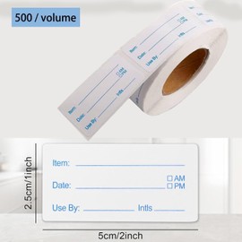 RHZXD 500 Pcs Food Labels Stickers Freezer Labels, Sticky Labels on a Roll Freezer Labels, Price Stickers Labels for Food Containers Bottle Labels, Canning Labels Waterproof Labels for Bottles, SPT-1