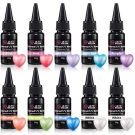 LET'S RESIN Pearlescent UV Resin, 10 Colors Colored UV Resin, Low Odor & Minimal Bubbles for Resin Casting and Coating, Jewelry Making, Decoration(20g Each)